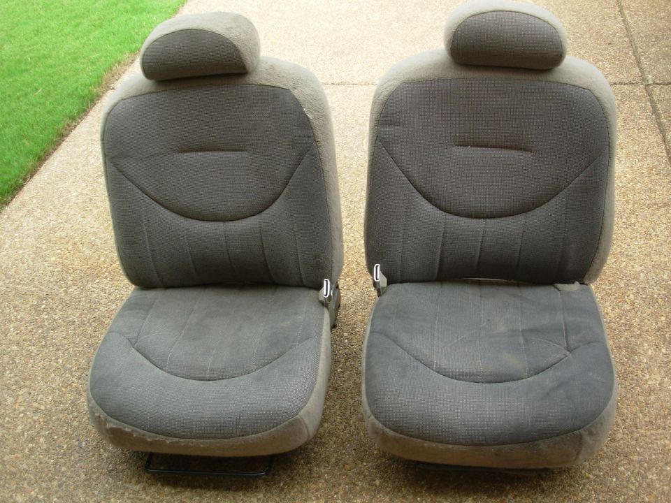 I found these in a fire department car at a U-Pull-It and snagged them.  They aren't torn; they have very little wear; the foam isn't collapsed; and the stains don't look bad.