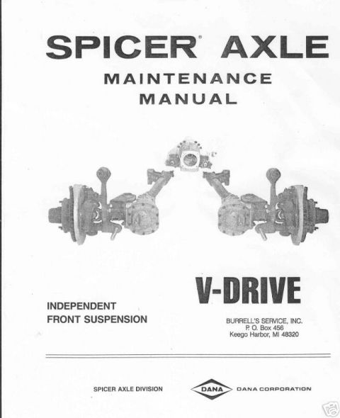 1979 Ford F-150 - This document cover displays a diagram of Spicer V-Drive independent front suspension axles and maintenance manual information.