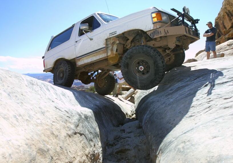 A shot from in The Crack (truthfully I think my front shock was limiting droop but I can't confirm that)