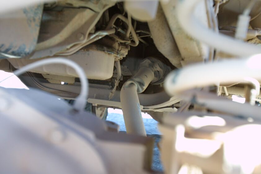 A shot of the Dodge's front d/s on the truck just after the damage