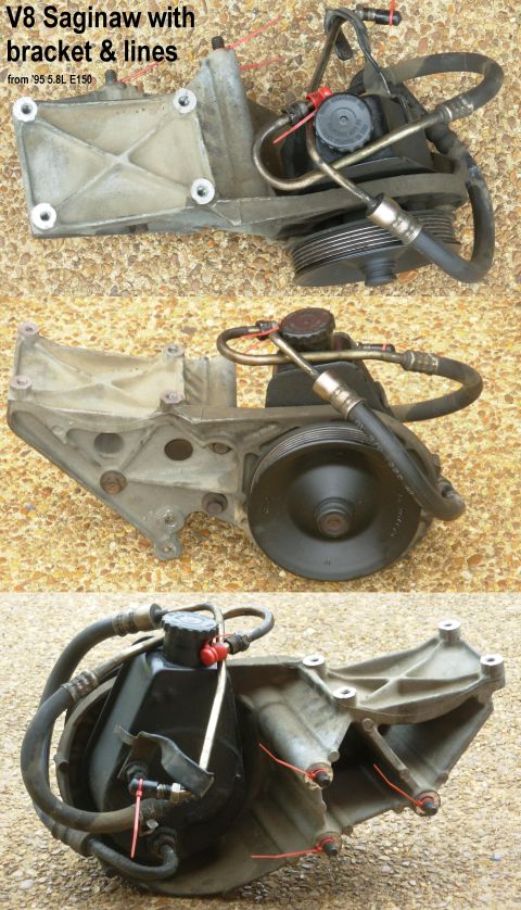 1983 Ford Bronco - SOLD V8 Saginaw with bracket & hoses from '95 5.8L E150 The lines have been capped as shown since the day I found it. For installation, see…