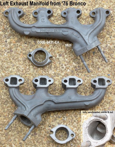 1983 Ford Bronco - Left Exhaust Manifold from '76 Bronco 302ci fully sandblasted inside & out; I can remove the studs if you can't