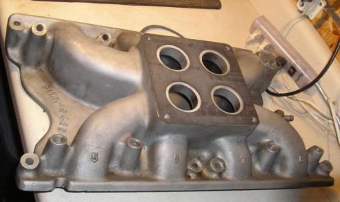 1972 Ford Ranchero - originally cast as a 4 hole flange because the Dominator carb has an internal linkage that can possibly drop into an open plenum