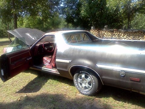 1979 Ford Ranchero - Side view of a 1979 Ford Ranchero showing its interior and exterior details.