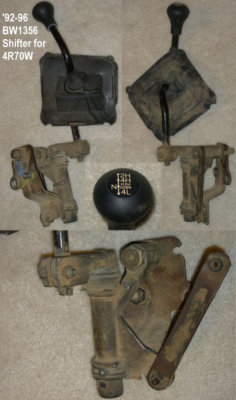 1983 Ford Bronco - SOLD T-case Shifter for '92-96 BW1356 with mounting plate & link bar for 4R70W IF THE IMAGE IS TOO SMALL, click it. 4R70W was used in fulls…