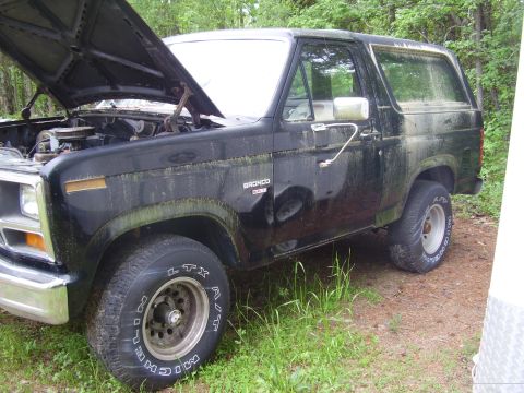 1986 Ford Bronco - This 1986 Ford Bronco is shown with its hood up, revealing the engine bay.