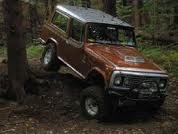 1991 Ford Bronco - This 1978-1979 Ford Bronco is navigating an off-road obstacle in a wooded area.