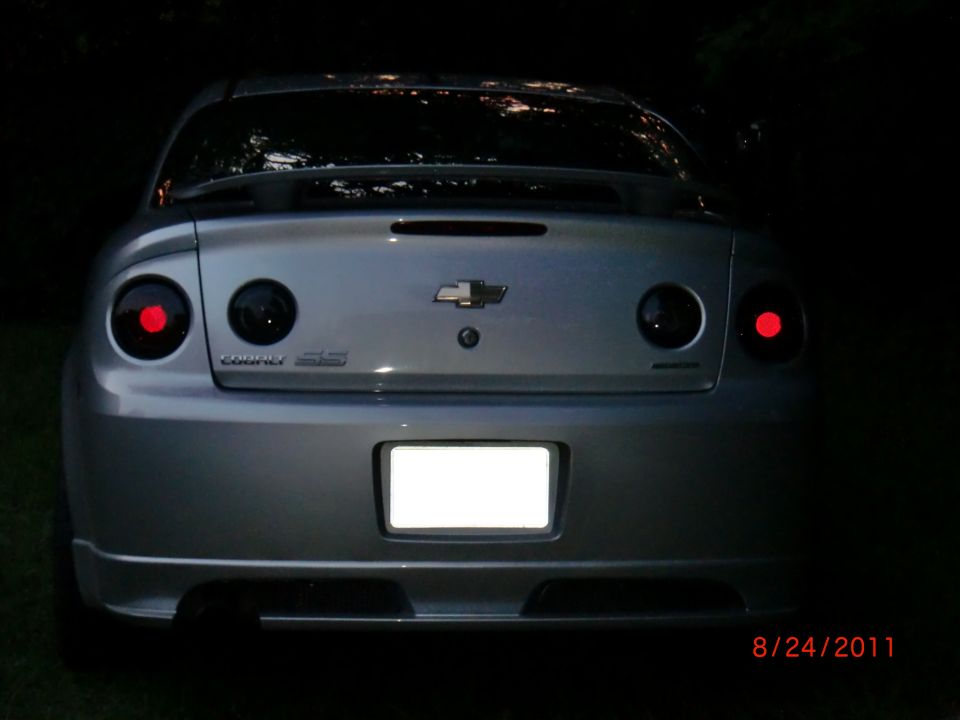Silver 2009 Chevrolet Cobalt SS rear with custom taillights