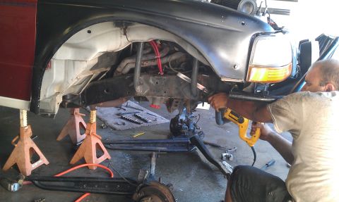 1992 Ford Ranger - Vehicle frame work in progress on a 1992 Ford Ranger.