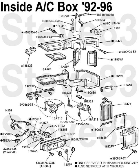 1983 Ford Bronco - '92-96 Inside A/C Box IF THE IMAGE IS TOO SMALL, click it. 18A478 - Diverter Door, floor/defrost 18A559 - Diverter Door, panel/mix 18B545 -…