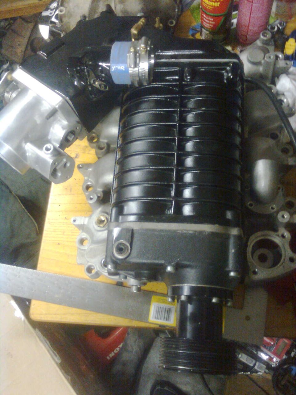 So, I picked up this blower for my V-6.  Then I acquired  the intake and IC for a 4.6 so I guess I am going to use it.
