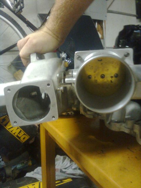 1984 Ford Bronco - This is the 85mm setup I want to use for the inlet on this. And then, I run into problems. It is low enough that it hits the fuel rail.