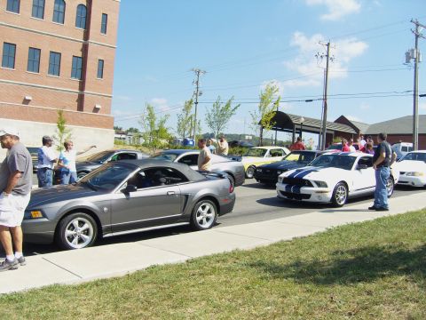 2007 Ford Mustang - A gray 2007 Ford Mustang convertible is seen in a lineup of other Mustangs.