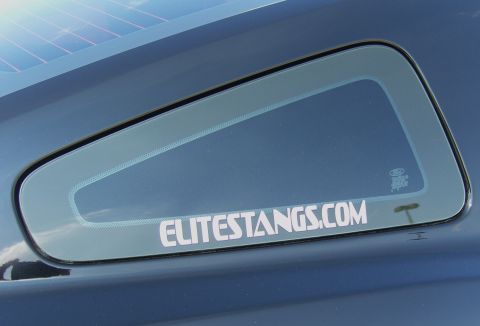2007 Ford Mustang - A sticker on the quarter window of a Ford Mustang reads 'ELITESTANGS.COM'.