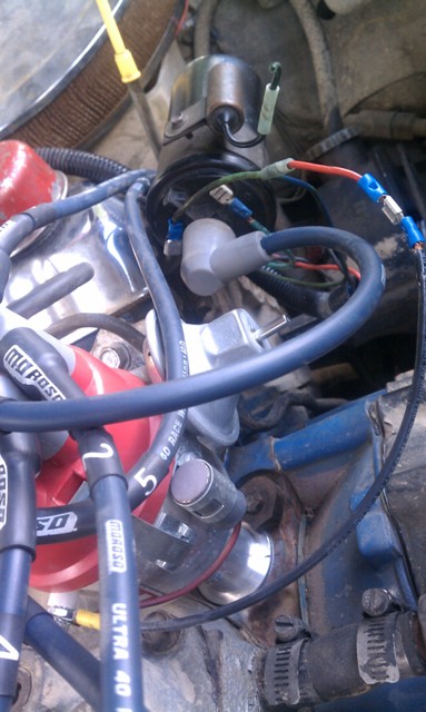 1978 Ford Bronco - The ignition system components, including spark plug wires and distributor, are visible in this close-up engine shot.