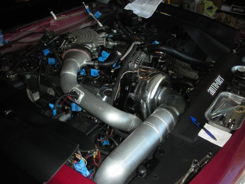 1992 Ford Crown Victoria - Custom engine modifications are underway, a prominent turbocharger and intercooler piping.