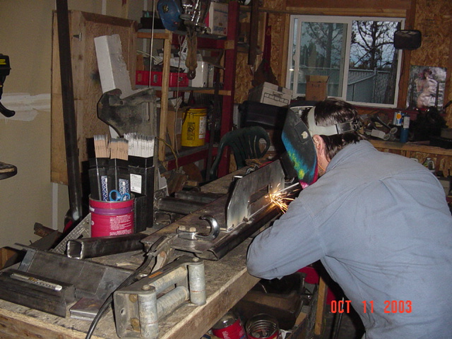 Welding the face plate onto the winch plate