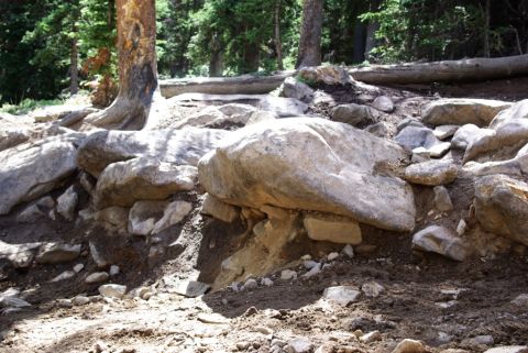 1995 Ford Bronco - A scene of a rocky trail with trees in the background.