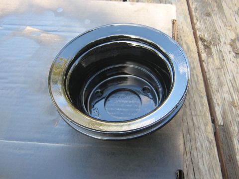 1972 Ford F-250 - A black crankshaft pulley, likely for an older vehicle, is shown from a top-down perspective.