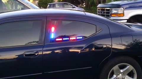 2006 Dodge Charger - two TIR3's mounted to the cage, and 1 Speed Tech Lights, quad pro.