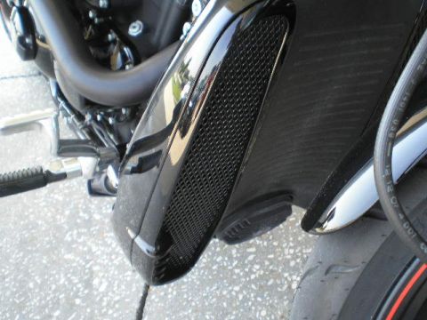 2008 Harley-Davidson VROD VRSCD - Motorcycle radiator grille detail, showing the mesh and surrounding black plastic.