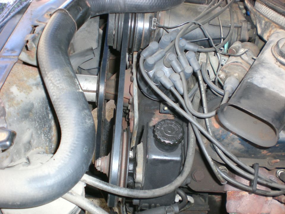 now has single belt driving the a/c and the power steering