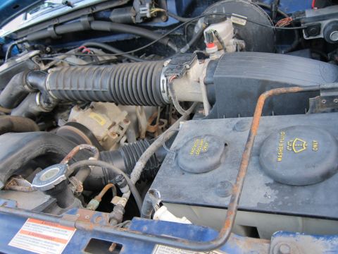 2001 Ford Crown Victoria - Close-up view of the engine bay, showing various components and fluid reservoirs.