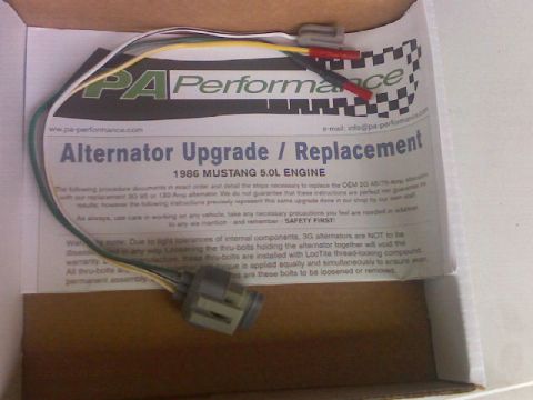 1987 Mercury Grand Marquis - Instructions for a 1986 Mustang 5.0L alternator upgrade are shown with the wiring harness.