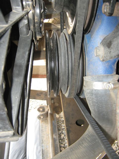 1972 Ford F-250 - Close-up view of the engine's belt and pulley system.