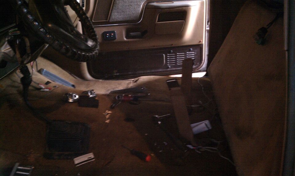 Removing seats and interior parts.