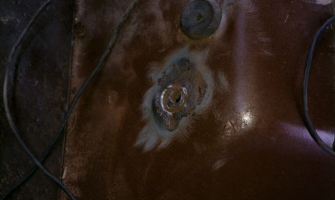 1990 Ford Bronco - Wire brushed seat mount.
