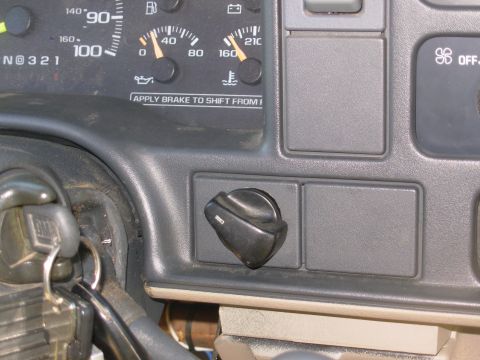 1997 Chevrolet Silverado 3500 - I'm not sure this is the knob that will stay here, but it works & looks OK. The hole for the knob only affects the (previously UNused) smal…