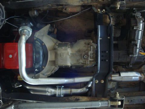 1989 Ford Bronco - A view of the underside of a vehicle, detailing its mechanical components.