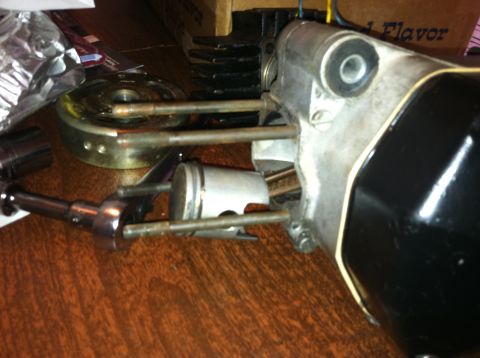 1981 Garelli Rally Sport - Close-up of a disassembled motorcycle engine part, showing the cylinder and piston.