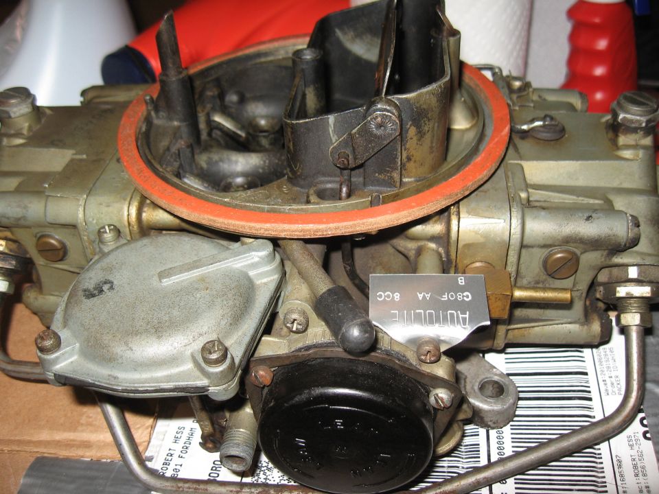 Holley carburetor with Autolite tag showing C8OF AA 8CC