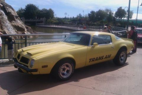 1991 Ford LTD Crown Victoria - Yellow 1977 Pontiac Trans Am parked outdoors with a body style indicative of the late 1970s.