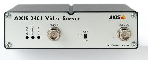 1989 Ford Bronco - This is a front view of an AXIS 2401 Video Server, showing its input/output connectors and status indicators.