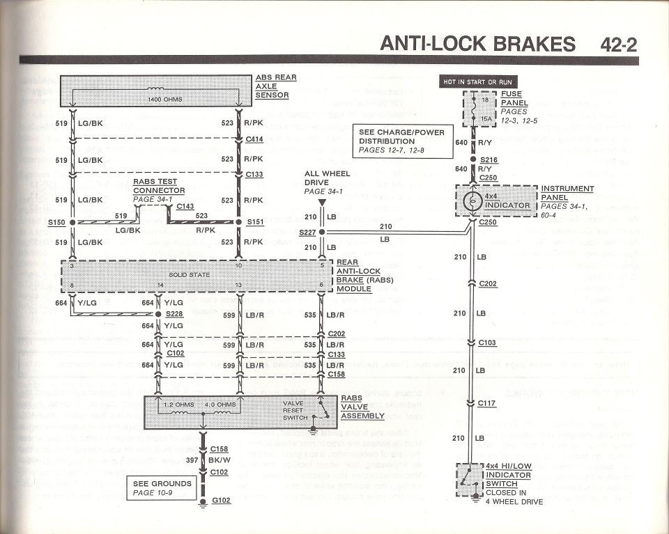 Ford Bronco F-Series Rear Anti-Lock Brake (RABS) system wiring diagram, EVTM page 42-2