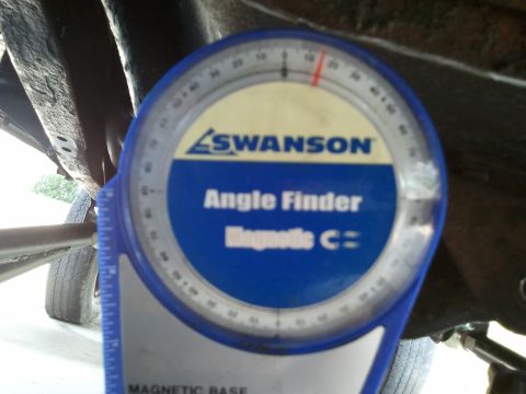 1996 Ford Bronco - An angle finder tool is used to measure the frame of a vehicle.