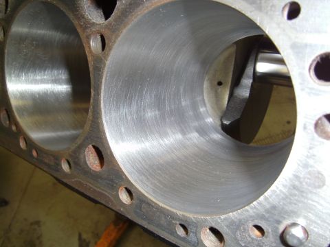 1991 Chevrolet Blazer - Close-up view of an engine cylinder block, showing the machined cylinder walls and a portion of the crankshaft.