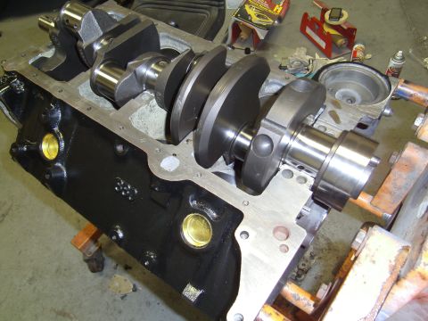 1991 Chevrolet Blazer - This is a close-up view of an engine block with a crankshaft, likely undergoing repair or assembly.