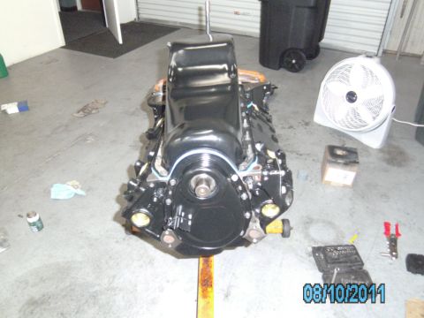 1991 Chevrolet Blazer - Engine assembly on a stand in a garage setting.