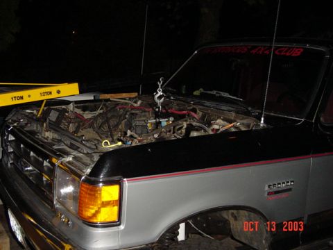 1989 Ford Bronco - Tried to keep the hood on, but it had to go...