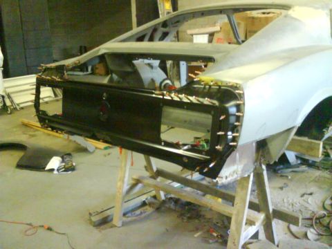1970 Ford Mustang - Rear end sheet metal all clamped in place and fitted