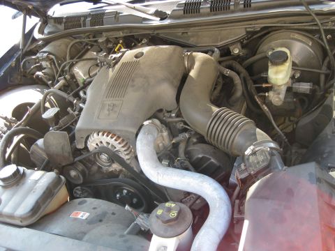 2003 Ford Crown Victoria - Close-up view of a vehicle's engine compartment, showing various components and hoses.
