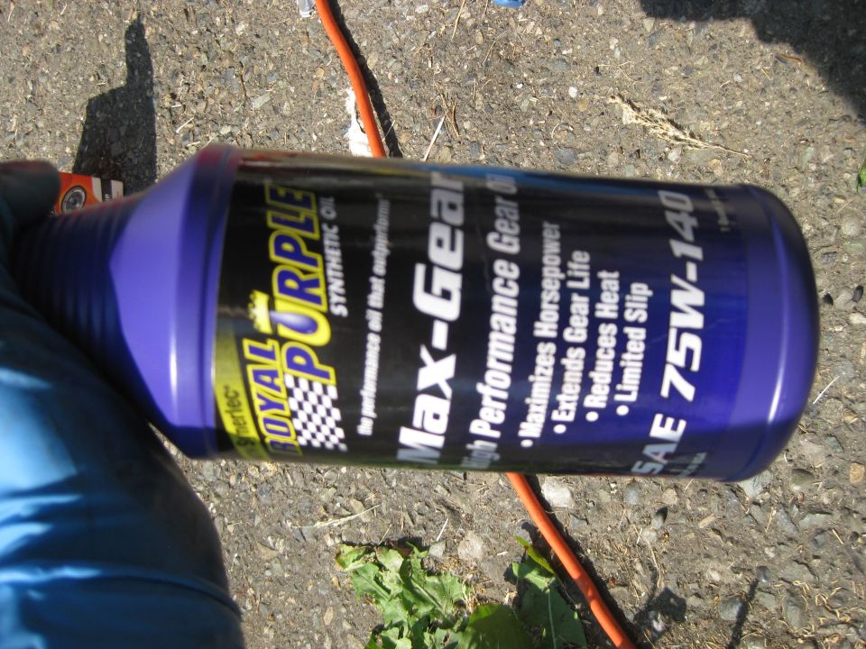 Bottle of Royal Purple Max-Gear 75W-140 synthetic oil