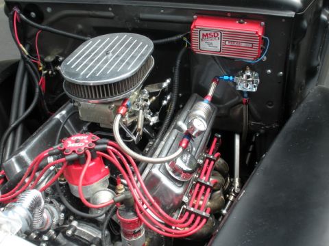 1941 Ford Pickup - Custom engine bay features a V8 engine with performance upgrades including a chrome air cleaner and MSD ignition system.
