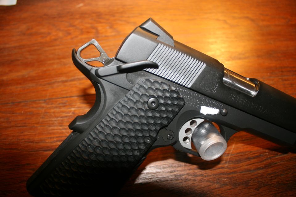 Black pistol with textured grip and Springfield Armory markings