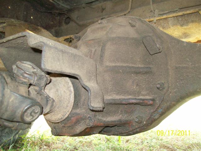 Rear differential and driveshaft assembly, likely from a truck