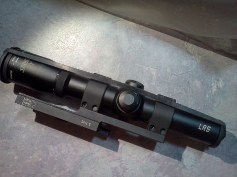 1996 Ford Bronco - Rifle scope with tactical mount, marked LRS and SPR-E.